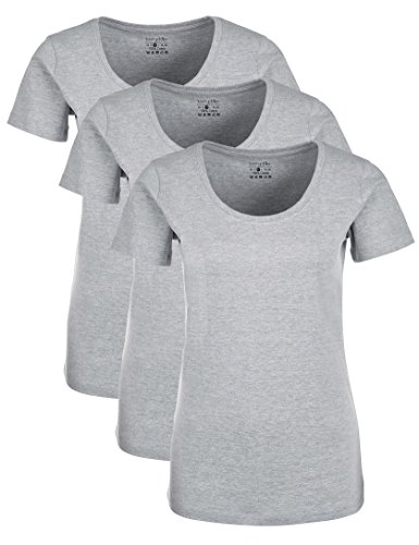 Berydale Damen T-Shirt für Sport & Freizeit, Rundhalsausschnitt, 3er Pack