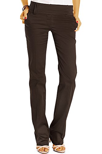 Bestyledberlin Damen Boot-Cut Hose, Sommerhose Ausgestelltes Bein, Basic Bügelfalten Hüfthosen j13k