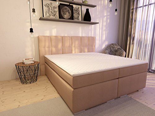 Boxspringbett ka-line® 10x200 cm Beige H2 mit Stauraum Bettkasten Comfortbox Füßen Polsterbett Premium Hotelbett Bett amerikanische Doppelbett Luxus Komfort