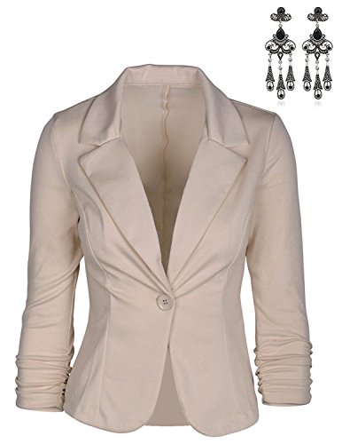 CARINACOCO Damen Blazer Tailliert Kurz Elegante Langarm Slim Business Anzug Casual Einreihig Kurzblazer Mantel Jacke Oberteil