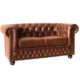 CHESTERFIELD DESIGN 2ER SOFA "MANCHESTER" | 150x70x85 cm, Spaltleder, Vintage braun | Zweisitzer