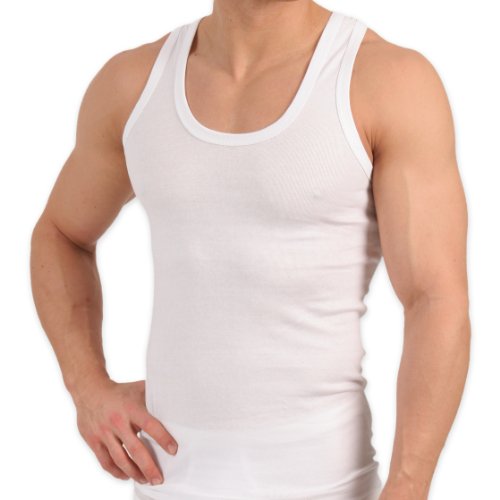 Celodoro Exclusive Herren Männer - Tank Top Herren Unterhemd Feinripp weiß - 5er Pack