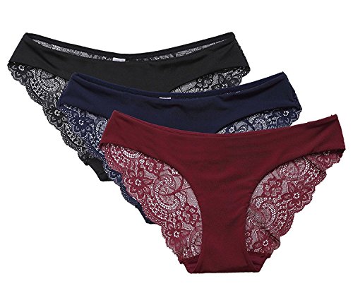 CharmLeaks Damen Panties Lace Slips Spitze Unterwäsche Tangas Unterhosen Mehrpack