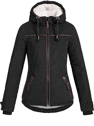 DESIRES Damen Basse warme Winterjacke Kapuze Kordeln Teddyfell gefüttert Übergangsjacke Regenjacke Winter Jacke