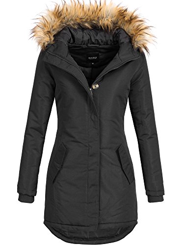 DESIRES Damen Envy Parka lange Jacke Designer Winter-Mantel mit Kapuze aus hochwertigem Material