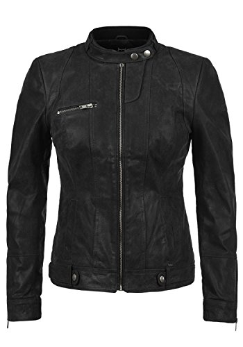 DESIRES Hame Damen Lederjacke Echtleder Bikerjacke mit Stehkragen aus 100% Leder