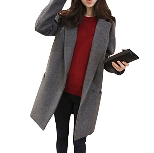 Damen Elegant Faux Wollmantel Wolljacke Dufflecoat Parka Schöner Winter Trenchcoat Langarm Outwear