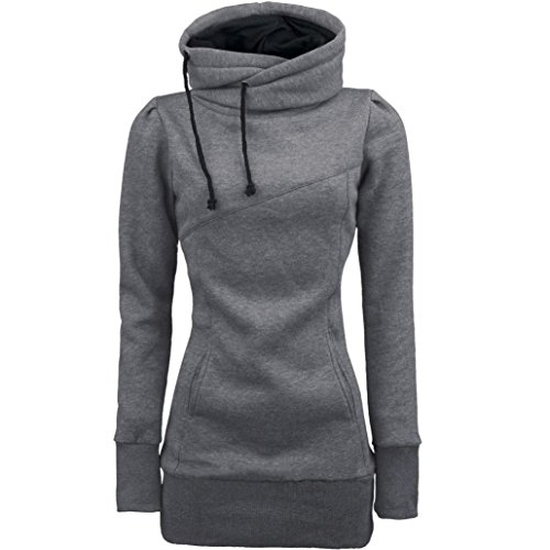 Damen Hoodie Sweatshirt,Dasongff Frauen Kapuzenpullover Mit hohem Kragen Feste Sweatshirt Pullover Tops Slim Fit Pulloverkleid