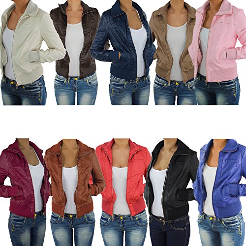 Damen Lederjacke Kunstlederjacke Leder Jacke Damenjacke Jacket Bikerjacke Blouson in vielen Farben S - 4XL