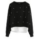 Damen Mode 2 In 1 Pullover Herbst Winter Warm Sweatshirt mit Punkt Gedruckt Elegant Lange Ärmel Shirt Casual Loose Jumper Oberteil