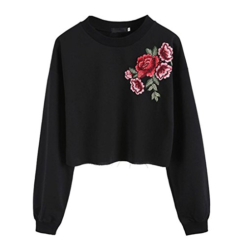 Damen Pullover Btruely Frau Herbst Embroidery Applique Sweatshirt Mode Langarm Tops