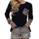 Damen Pullover,Honestyi Neue Frauen Patchwork lässig lose t-Shirts Bluse mit Damen Löcher Gemütlich O-Asschnitt Tops