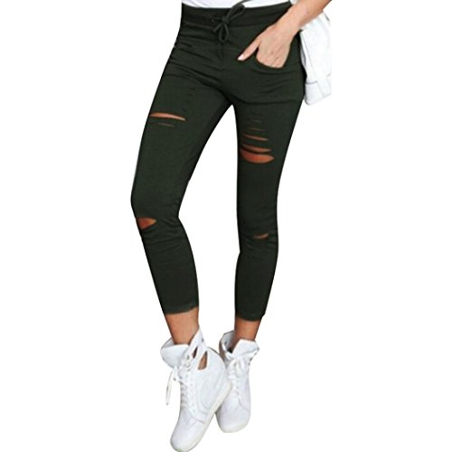 Damen Yoga Hose Xinan Women Skinny Ripped Pants High Taille Stretch Slim Bleistift Hose