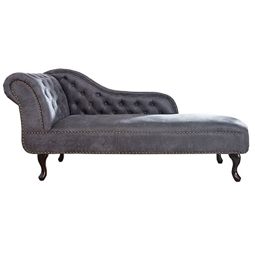 Design Chesterfield Recamierè antik grau Récamiere Chaiselongue Chaise Longue Sofa Wohnzimmer Ottomane