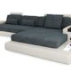 Design Sofa Couch Leder Wohnlandschaft + Stoff Ecksofa L-Form mit LED-Licht Beleuchtung LATIUM III