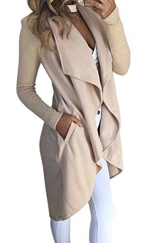 ECOWISH Damen Maxi Offene Cardigan Strickjacke Asymmetrisch Strickmantel Mantel mit Tasche