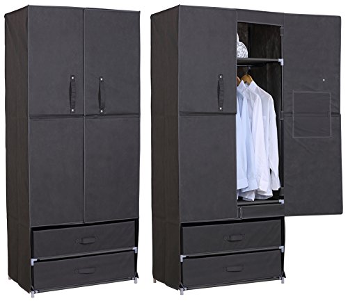 EUGAD #173 Kleiderschrank Garderobenschrank Stoffschrank , Campingschrank Wächeschrank Faltschrank Schubladenschrank Stoffbezug , XXL und Schmal , 7 Modelle 4 Farben