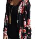 Ecowish Damen Blumenmuster Strickjacke Cardigan Langarmshirt Lose Oberteil Mantel Jacke