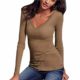 Elecenty Damen Sexy Lose Tops Pullover V-Ausschnitt BluseBlusen Solide Sweatshirt Frauen Hemd Mantel Mode Pulli T-shirt Lange Ärmel Outerwear Blusentop Kapuzenpullis