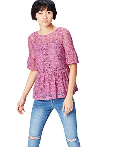 FIND Damen Bluse mit Spitze und Schößchen