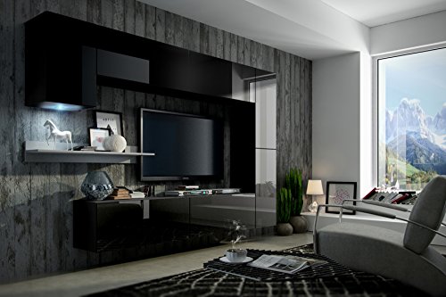 FUTURE 6 Moderne Wohnwand, Exklusive Mediamöbel, TV-Schrank, Neue Garnitur, Große Farbauswahl (RGB LED-Beleuchtung Verfügbar)