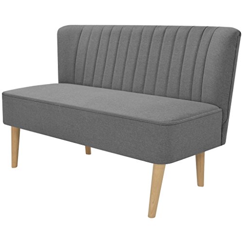 Festnight Sofa 2-Sitzer-Sofa 2-Sitzer Couch Loungesofa Wohnzimmersofa Stoffpolsterung Holzrahmen 117x55,5x77cm für Wohnzimmer Büro - Hellgrau