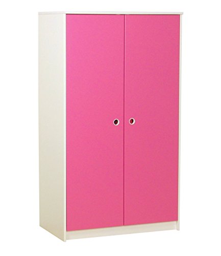 Flexa Kleiderschrank Klaus 2 türig Kinderzimmer Schrank weiß pink teilmassiv