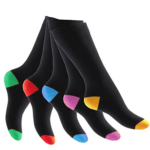 Footstar Herren und Damen - 10 Paar Baumwoll Socken für Sie und Ihn, Spitze und Ferse bunt Funsocken