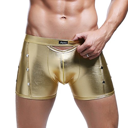 Freebily Herren Shorts Wetlook Lackshorts Lackleder Boxershorts Clubwear Lackhose Reizwäsche Erotik Wäsche Unterwäsche Unterhose