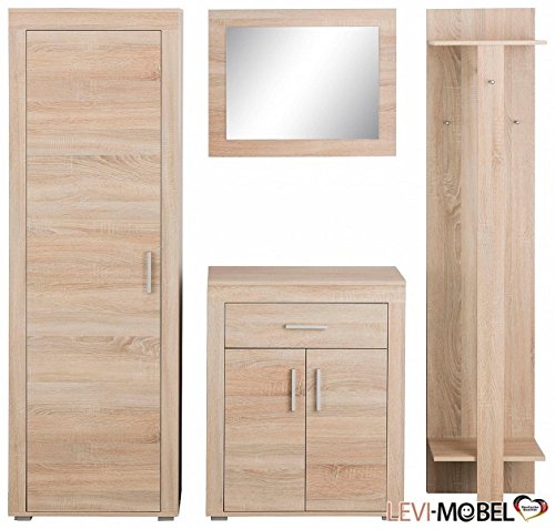 GARDEROBEN-SET 4-TLG PANEEL FLUR SCHLAFZIMMER EICHE MATT NEU 408755