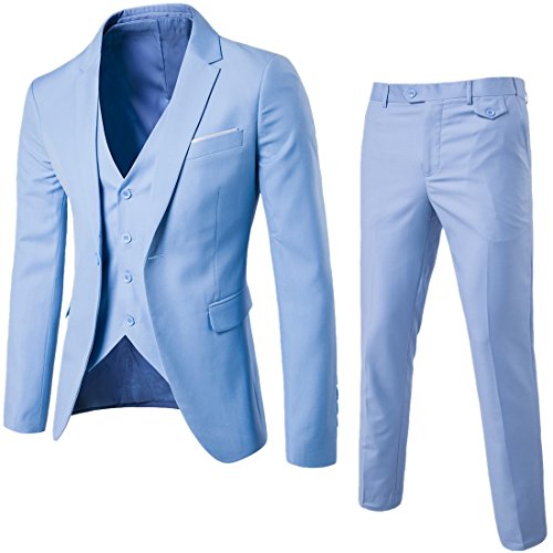 GOMY Herren Slim Fit 3-Teilig Anzüge Business Hochzeit ein Knopf Smoking