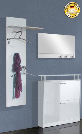 Garderobe Dielen Set weiß weiß hochglanz