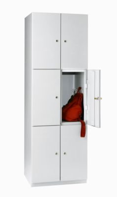 Garderobenschrank - 6 Fächer, 1800 x 600 x 500 mm - Türen lichtgrau - Garderobenschrank Kleiderspind Mehrzweckschrank Schließfach Schließfachschrank Spind Stahlschrank Umkleideschrank Unterkunftschrank Flügeltürschrank Kleiderschrank Raumsparschrank