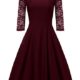 Gigileer Damen Kleider 3/4 Arm mit Spitzen Knielang Abendkleid Minikleid festlich Cocktail Party