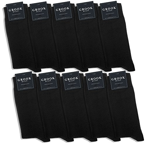 Grook & Cain: 10 Paar Premium Classic Socken › Herren & Damen › 80% Baumwolle, Oekotex, Schwarz | Größen 35 - 50