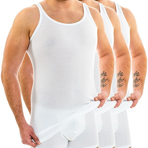 HERMKO 3007 3er Pack extralanges Herren Unterhemd (+10 cm) Tank Top aus 100% Baumwolle