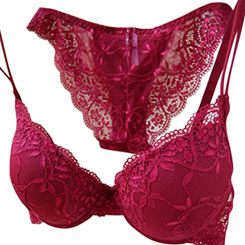 Hee Grand Damen Push-Up Spitze Dessous Set Buegel-BH & Slip Elegant BH