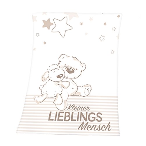 Herding Microfaserflausch Babydecke Kleiner Lieblingsmensch, 75x100 cm, beige