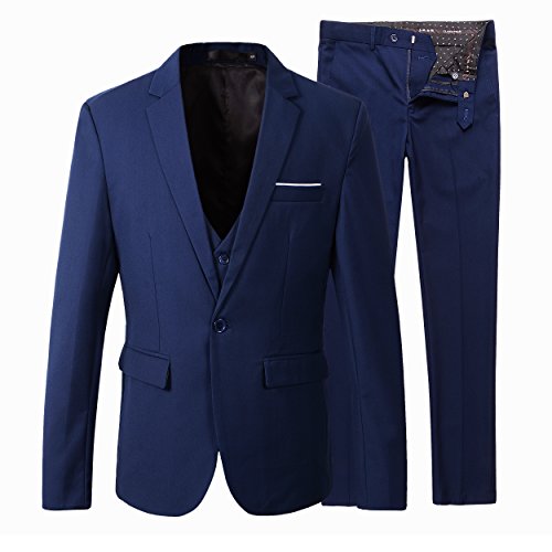 Herren Slim Fit 3 Pieces Anzug Blazer Anzugjacke