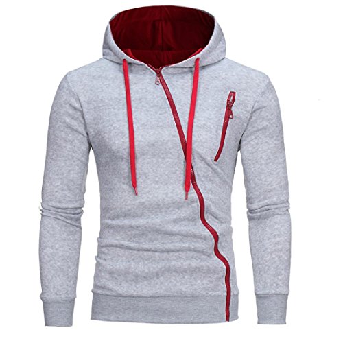 Herren Sweatshirt,Dasongff Mode Herren Lange Ärmel Kapuzenpulli Tops Jacke Taschen Mantel Schrägem Reißverschluss Outweart Sweatshirt Kapuzenpullover