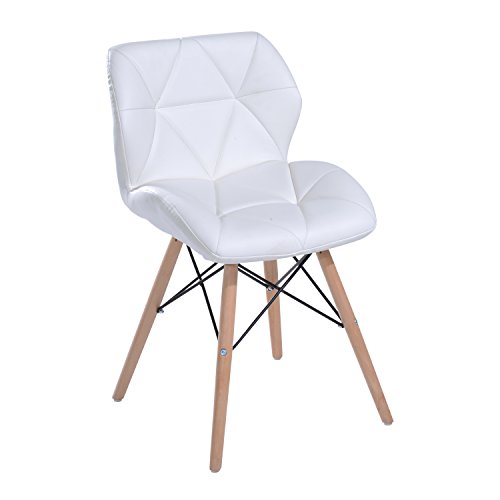 Homcom® Stuhl Esszimmerstuhl Küchenstuhl Hocker Bürostuhl Holz W42 x D48 x H69cm weiß