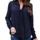 Hownew-X Damen Bluse Elegant Chiffon V-Ausschnitt Langarm Casual Oberteil Lose Langarmshirt V-Ausschnitt Vintage Tunika Hemd T-Shirt