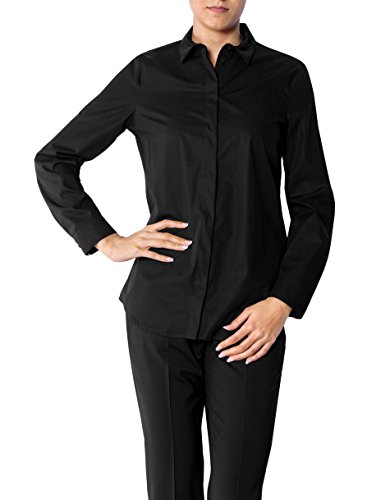 JOOP! Damen Bluse Baum Wolle Blusenshirt Unifarben, Größe: 36, Farbe: Schwarz