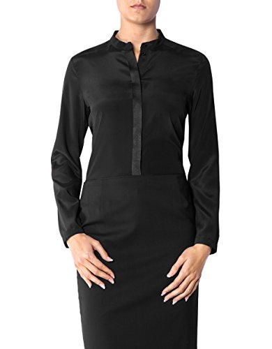 JOOP! Damen Bluse Mikrofaser Blusenshirt Unifarben, Größe: 36, Farbe: Schwarz