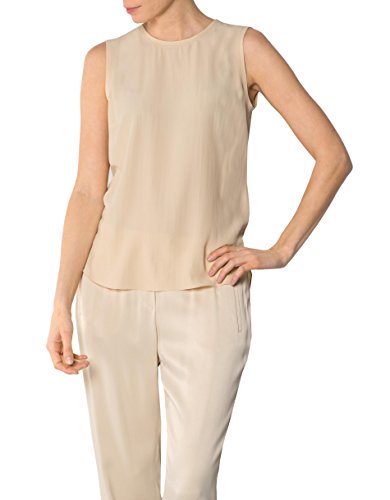 JOOP! Damen Bluse Seide Blusenshirt Unifarben, Größe: 40, Farbe: Beige