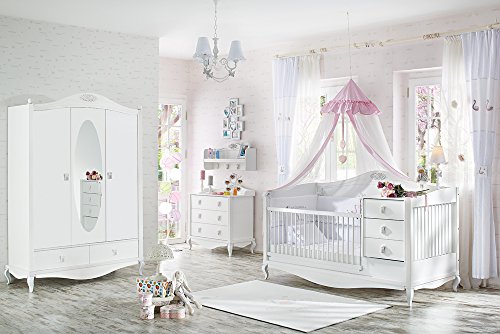 JUNGEN MÄDCHEN BABY KOMPLETT ZIMMER JASMIN / KLEIDERSCHRANK / KOMMODE