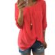 Jc.Kube Damen Chiffon Oberteil Hemd Bluse Langarmshirt