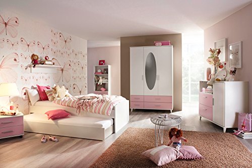 Jugendzimmer, Kinderzimmer, Komplett-Set, Jugendmöbel, Kleiderschrank, Bett 90 x 200 cm, Nachtschrank, Kinderzimmer, Kindermöbel, 3-teilig, Mädchen