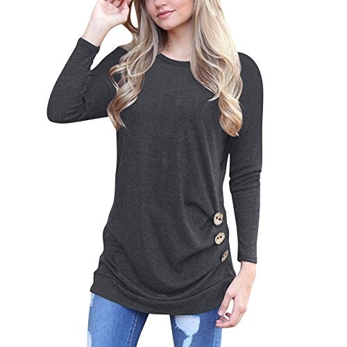 Junshan Langarm Shirt Damen Bluse Lange Ärmel Geblümter Pullover Elegant Sweatshirt T-Shirt Casual Slim Tops Blouse Oberteile