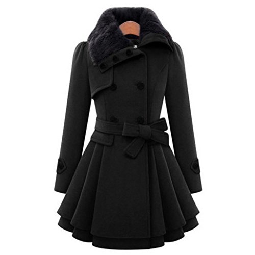 Kavitoz Damen Winter Mantel mit Knopf Elegante Schlank Jacke Party Mode Warm Oberteile Outwear